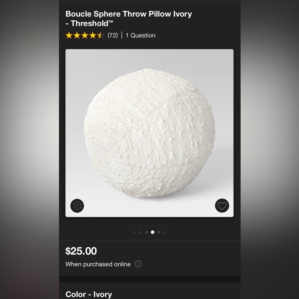 Threshold- Boucle sphere throw pillow- ivory